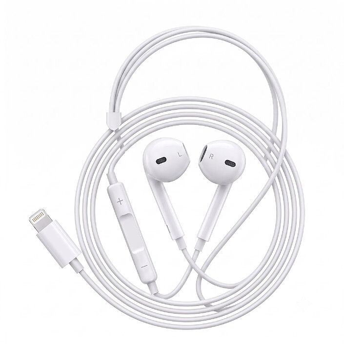 Avizar Écouteurs Filaires pour iPhone 8 Lightning avec Micro intégré Blanc