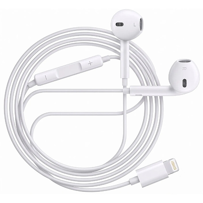 Avizar Écouteurs pour iPhone 14 Pro Filaires Lightning avec Micro intégré Blanc
