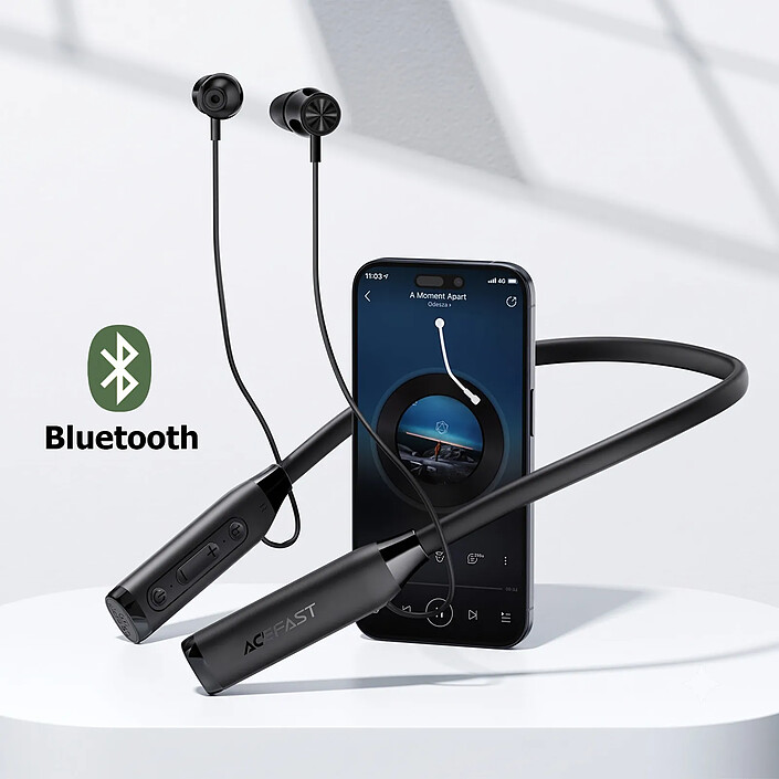 Acheter Acefast Écouteurs sans Fil Bluetooth avec Écran LED Étanche IPX4 / Tour de Cou Noir