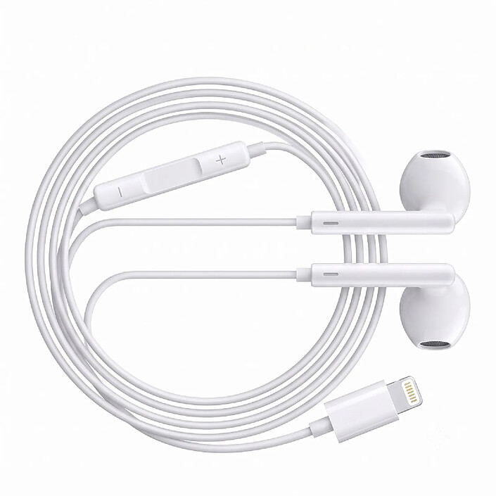Avizar Écouteurs Filaires pour iPhone 12 Pro Max Lightning avec Micro intégré Blanc