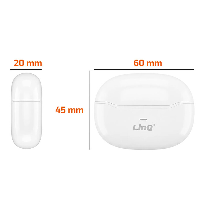 LinQ Écouteurs Sans-Fil TWS Bluetooth 5.0 25h Autonomie Boîtier USB-C Blanc pas cher
