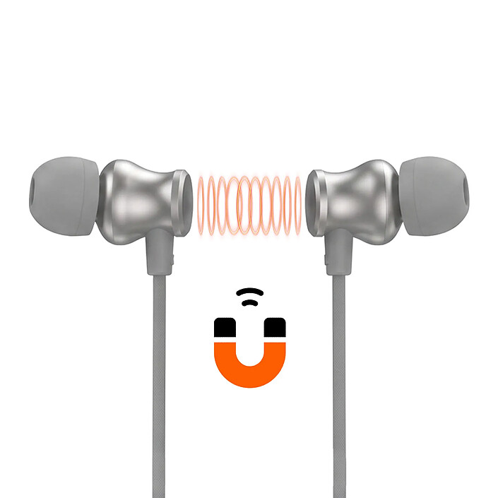 LinQ Écouteurs Sans Fil Bluetooth Sport Tour de Cou Magnétique Autonomie 24h Argent pas cher