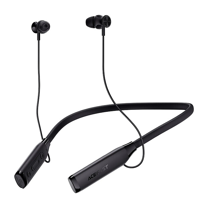 Acefast Écouteurs sans Fil Bluetooth avec Écran LED Étanche IPX4 / Tour de Cou Noir