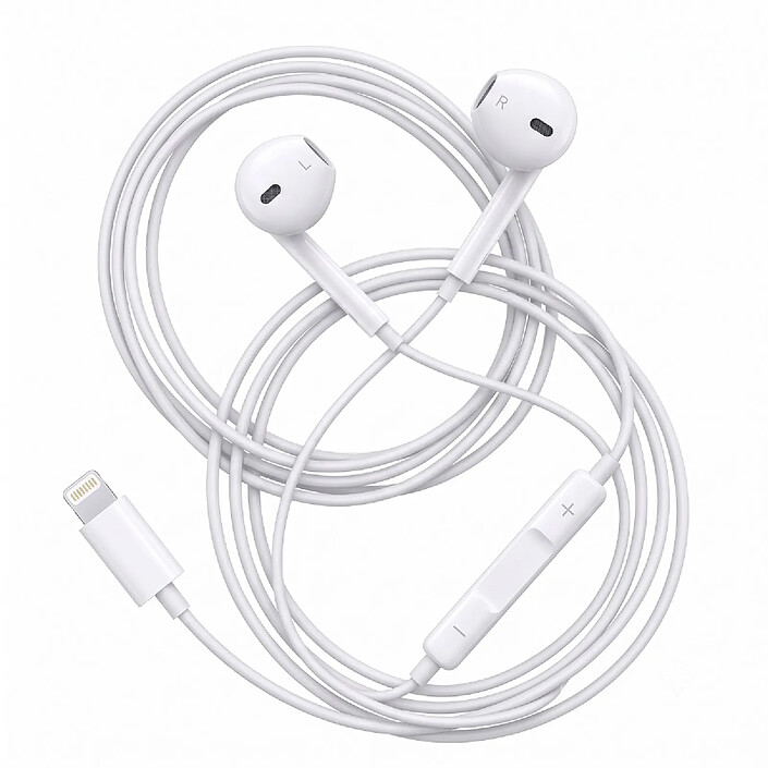 Avizar Écouteurs Filaires Lightning pour iPhone 14 avec Micro intégré Blanc