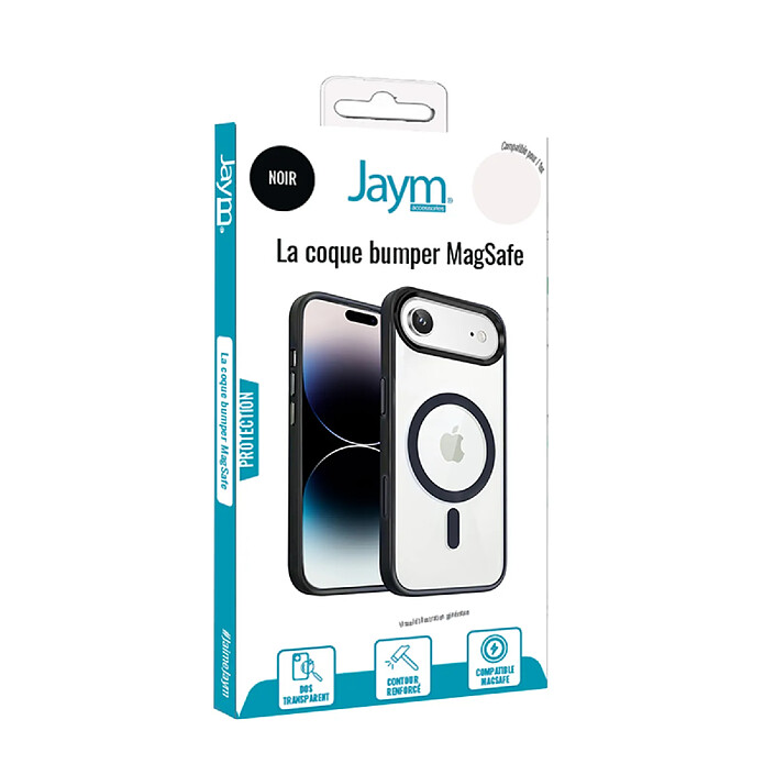 Jaym Coque Bumper pour iPhone Air compatible MagSafe avec Coins Renforcés Noir / Transparent pas cher