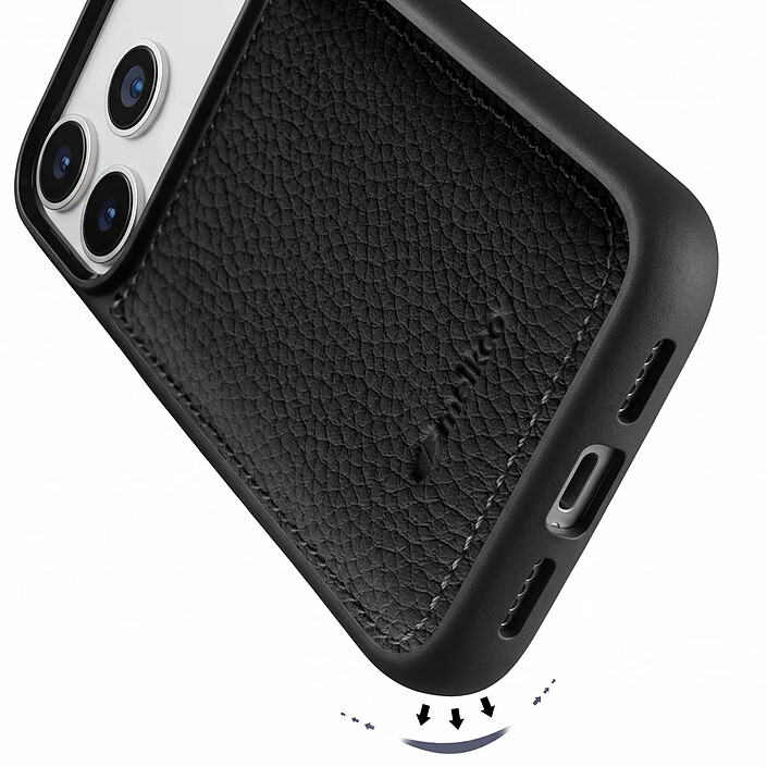 Acheter Melkco Coque pour iPhone 17 Pro Renforcée en Cuir Grainé avec Bords Surélevés Noir