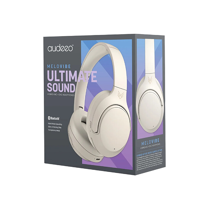 Audeeo Casque Audio Bluetooth 5.3 avec Réduction de Bruit ANC 55h Modèle Melovibe Beige pas cher