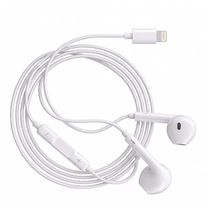 Avizar Écouteurs Filaires Lightning pour iPhone SE 2020 avec Microphone intégré Blanc