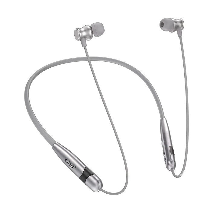 LinQ Écouteurs Sans Fil Bluetooth Sport Tour de Cou Magnétique Autonomie 24h Argent
