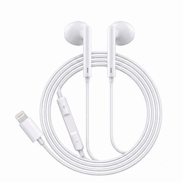 Avizar Écouteurs Filaires Lightning pour iPhone 11 avec Micro intégré Blanc
