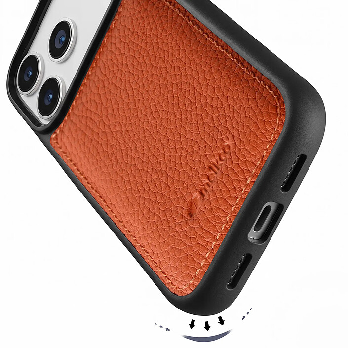 Acheter Melkco Coque pour iPhone 17 Pro Renforcée en Cuir Grainé avec Bords Surélevés Orange