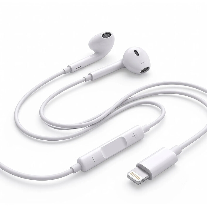Avizar Écouteurs Filaires Lightning pour iPhone XR avec Micro intégré Blanc