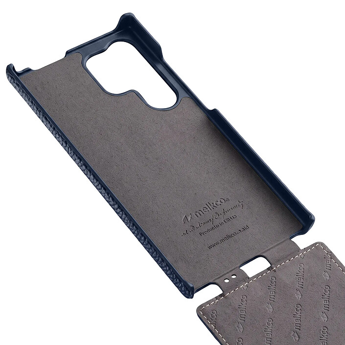 Melkco Étui pour Galaxy S26 Ultra Clapet Vertical Compatible MagSafe / Charge Qi2 Bleu nuit pas cher