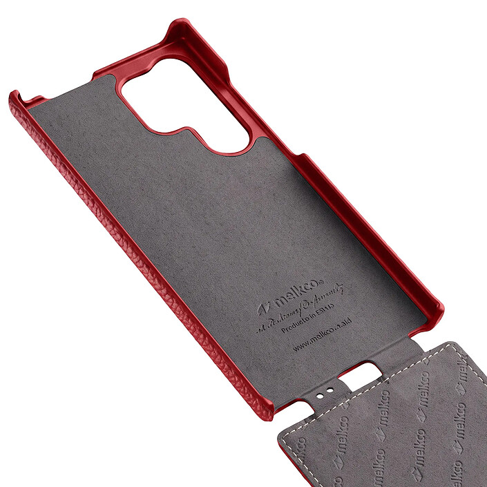 Melkco Étui pour Galaxy S26 Ultra Clapet Vertical Compatible MagSafe / Charge Qi2 Rouge pas cher