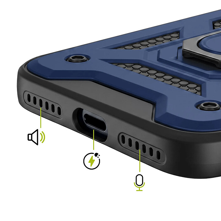 Acheter Mayaxess Coque pour iPhone SE 2022 / SE 2020 / 8 / 7 avec Anneau Magnétique Rotatif et Cache Caméra Coulissant Bleu nuit