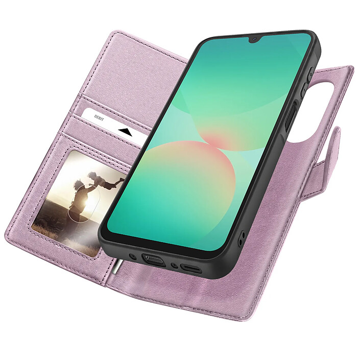 Mayaxess Étui Portefeuille pour Galaxy A26 Protection Anti-RFID avec Coque Détachable Rose champagne