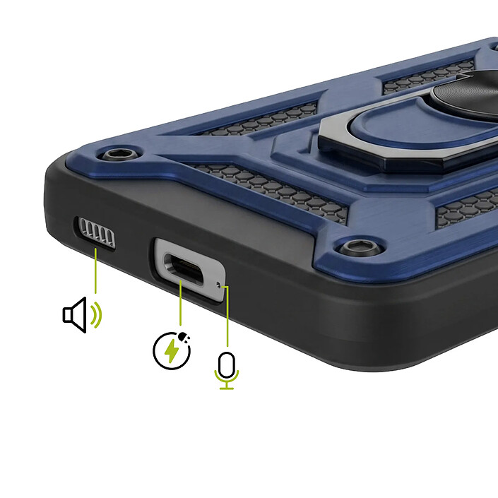 Acheter Mayaxess Coque pour Galaxy S21 FE avec Cache Caméra Coulissant et Bague Magnétique Bleu nuit