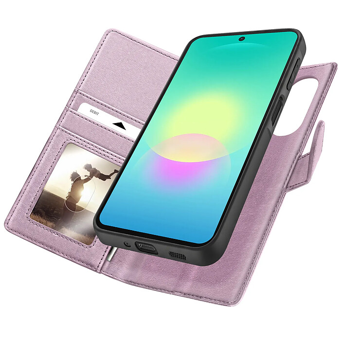 Mayaxess Étui Portefeuille pour Galaxy A27 Protection Anti-RFID avec Coque Détachable Rose champagne