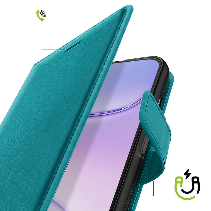 Avis Mayaxess Étui Portefeuille pour Honor 600 avec Support Vidéo et Dragonne Turquoise