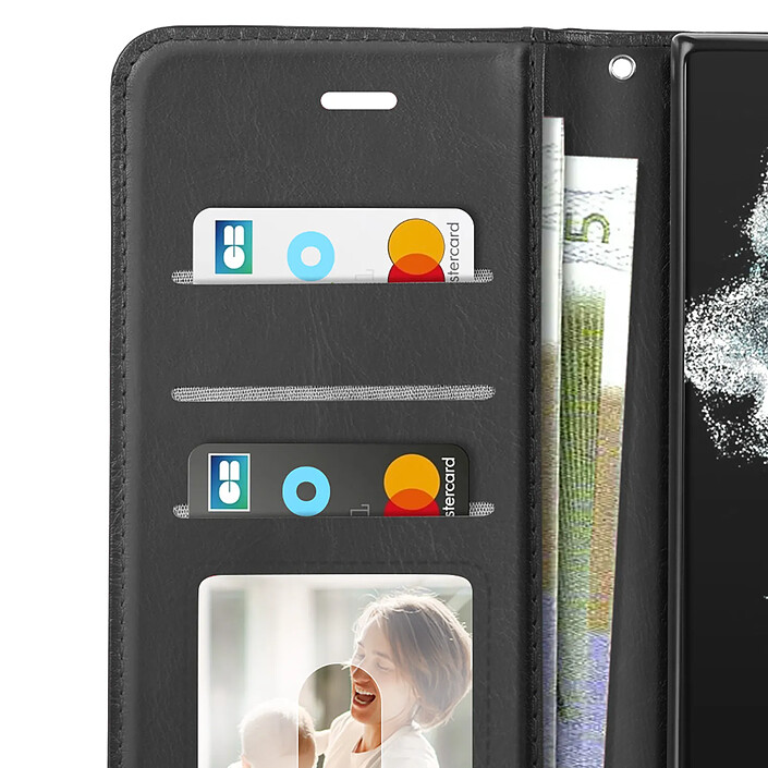 Mayaxess Etui Portefeuille pour Galaxy S22 Ultra avec Dragonne et Support Vidéo Noir pas cher