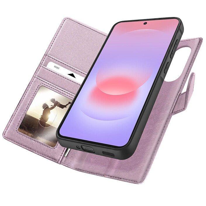 Mayaxess Étui Portefeuille pour Galaxy A37 Protection Anti-RFID avec Coque Détachable Rose champagne