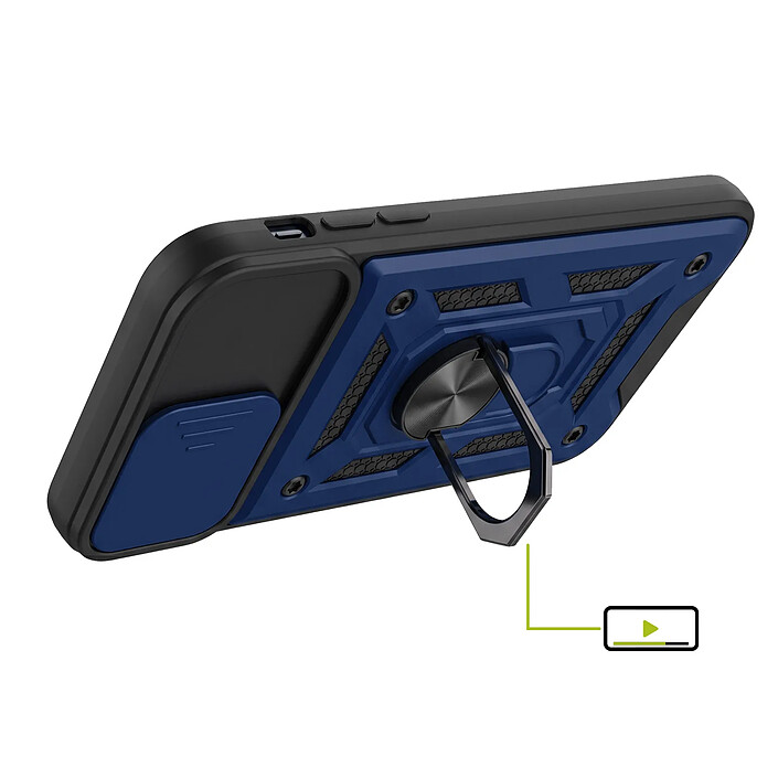 Avis Mayaxess Coque pour iPhone SE 2022 / SE 2020 / 8 / 7 avec Anneau Magnétique Rotatif et Cache Caméra Coulissant Bleu nuit