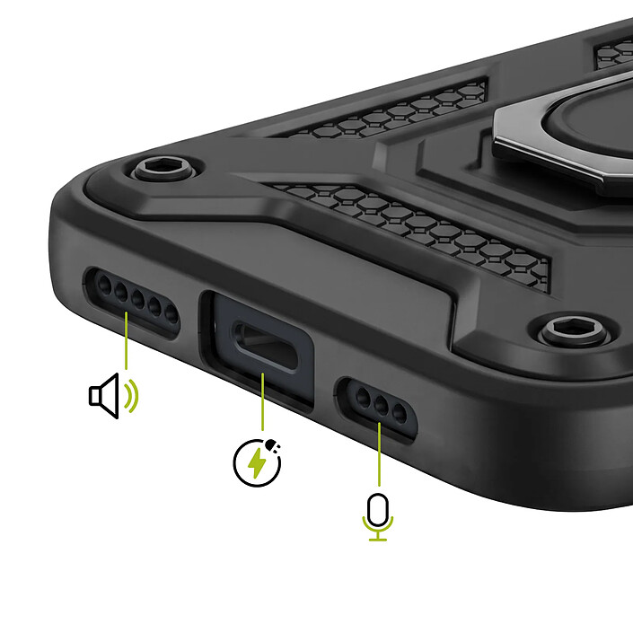 Acheter Mayaxess Coque pour iPhone 14 avec Cache Objectif Coulissant et Anneau Support Magnétique Noir