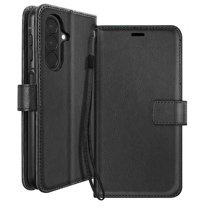 Mayaxess Etui Portefeuille pour Galaxy A27 avec Dragonne et Support Vidéo Noir