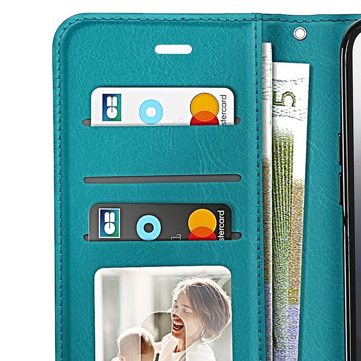 Mayaxess Étui Portefeuille pour iPhone 16e avec Support Vidéo et Dragonne Turquoise pas cher