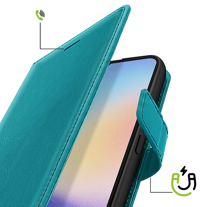 Avis Mayaxess Étui Portefeuille pour Galaxy A34 5G avec Support Vidéo et Dragonne Turquoise