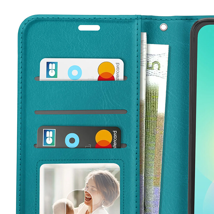 Mayaxess Étui Portefeuille pour Galaxy A27 avec Support Vidéo et Dragonne Turquoise pas cher
