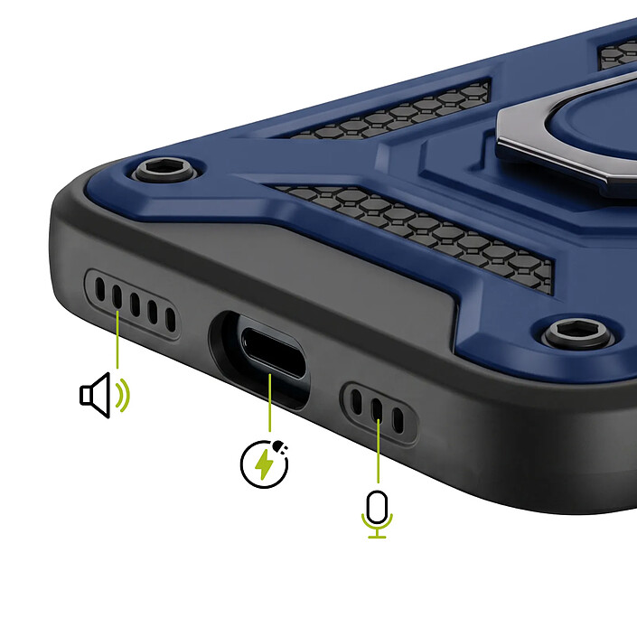Acheter Mayaxess Coque pour iPhone 13 avec Anneau Magnétique Rotatif et Cache Caméra Coulissant Bleu nuit