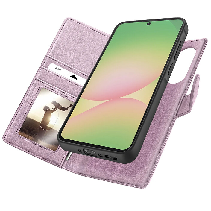 Mayaxess Étui Portefeuille pour Samsung Galaxy A56 Anti-RFID avec Coque Détachable Rose champagne