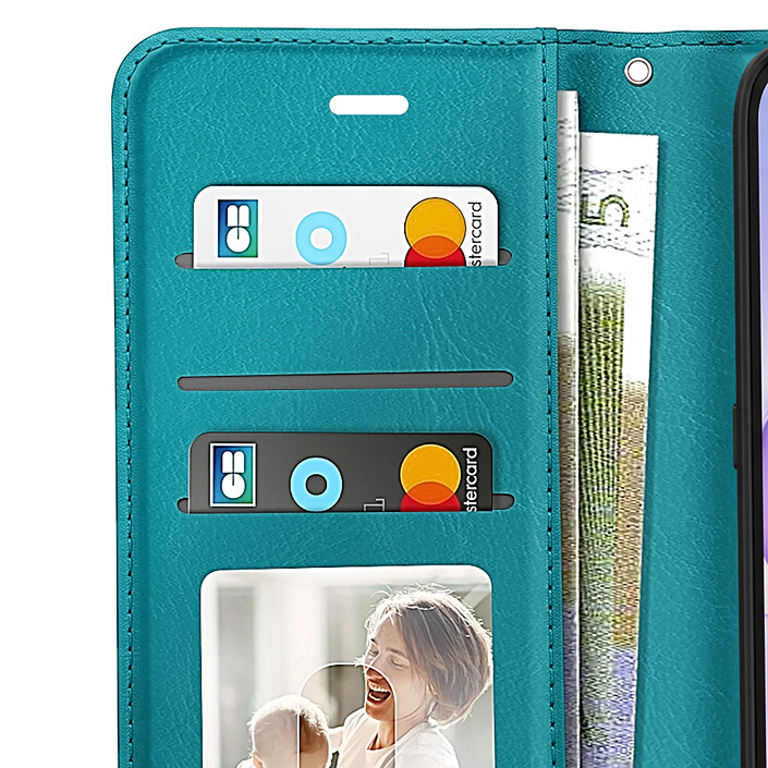 Mayaxess Étui Portefeuille pour Honor 600 avec Support Vidéo et Dragonne Turquoise pas cher