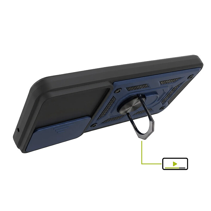 Avis Mayaxess Coque pour Galaxy A27 avec Anneau Magnétique Rotatif et Cache Caméra Coulissant Bleu nuit