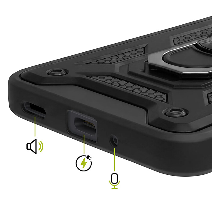Acheter Mayaxess Coque pour Galaxy A27 avec Cache Objectif Coulissant et Anneau Magnétique Noir