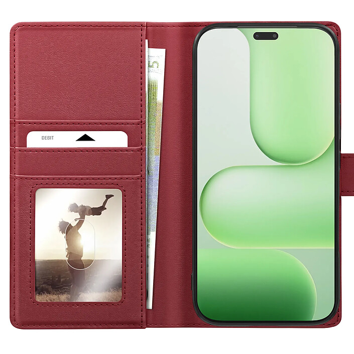 Mayaxess Étui Portefeuille pour Honor 600 Lite Protection Anti-RFID avec Coque Détachable Rouge pas cher