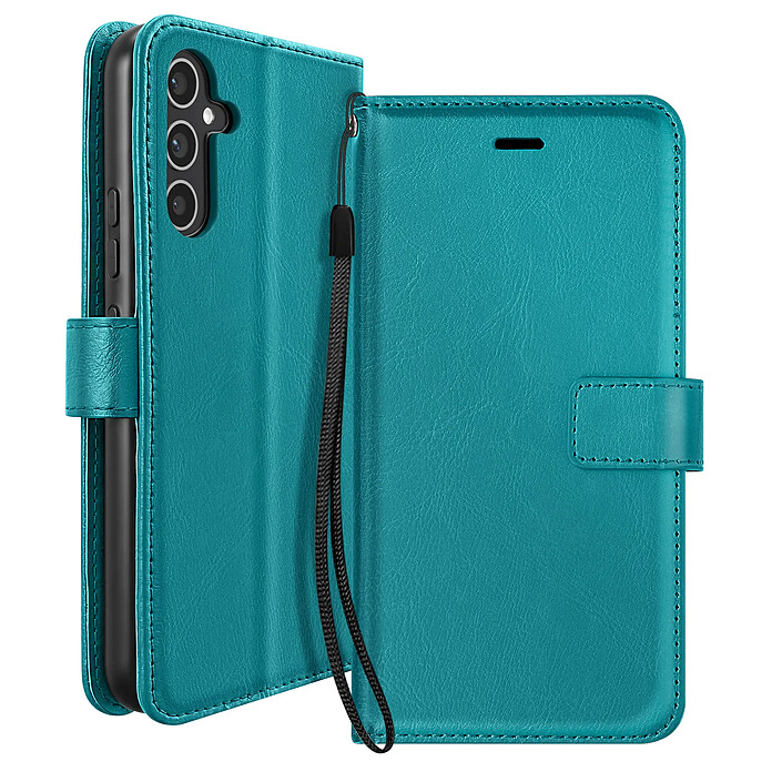 Mayaxess Étui Portefeuille pour Galaxy A34 5G avec Support Vidéo et Dragonne Turquoise