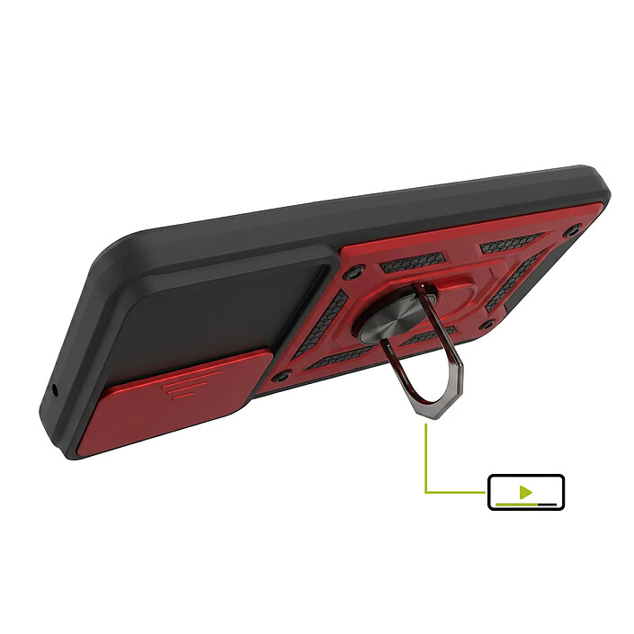 Avis Mayaxess Coque Anneau pour Galaxy A27 avec Cache Caméra Coulissant et Bague Magnétique Rouge / Noir