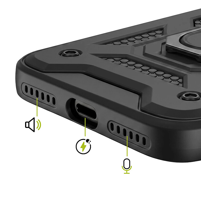 Acheter Mayaxess Coque pour iPhone 11 avec Cache Objectif Coulissant et Anneau Support Magnétique Noir