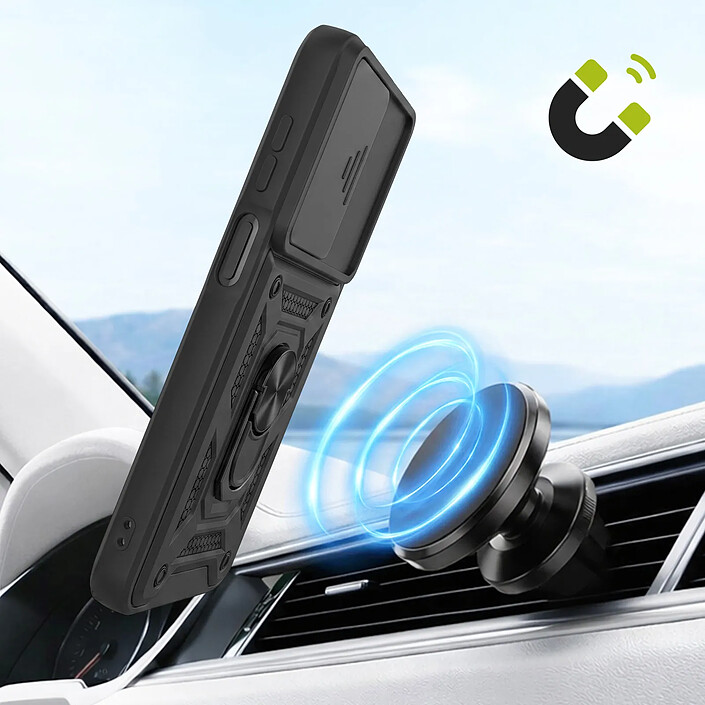 Mayaxess Coque pour Galaxy A27 avec Cache Objectif Coulissant et Anneau Magnétique Noir pas cher