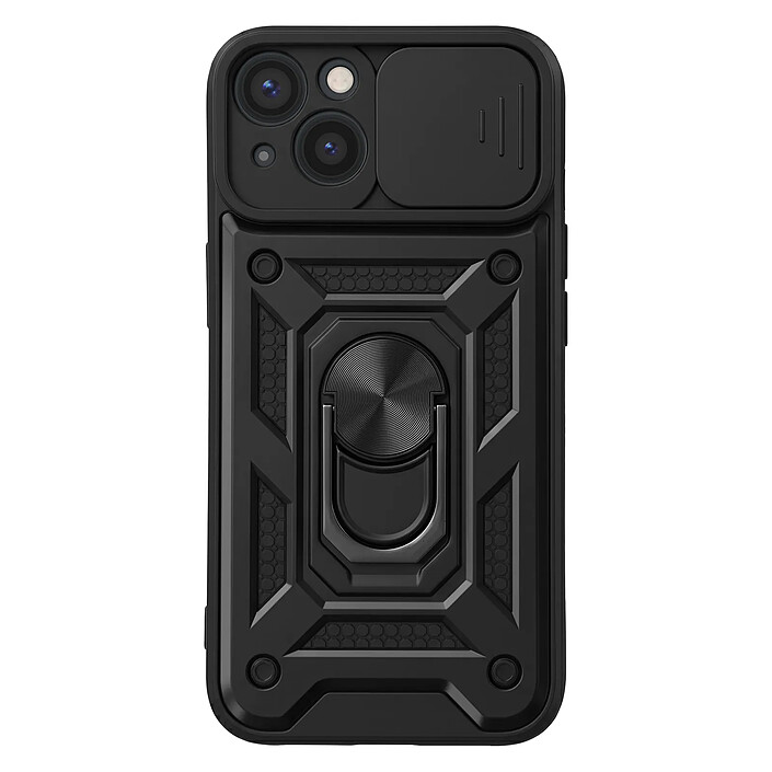 Mayaxess Coque pour iPhone 13 avec Cache Objectif Coulissant et Anneau Support Magnétique Noir