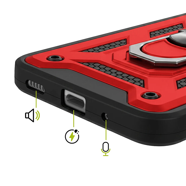 Acheter Mayaxess Coque Anneau pour Galaxy S20 FE avec Cache Caméra Coulissant et Bague Magnétique Rouge / Noir