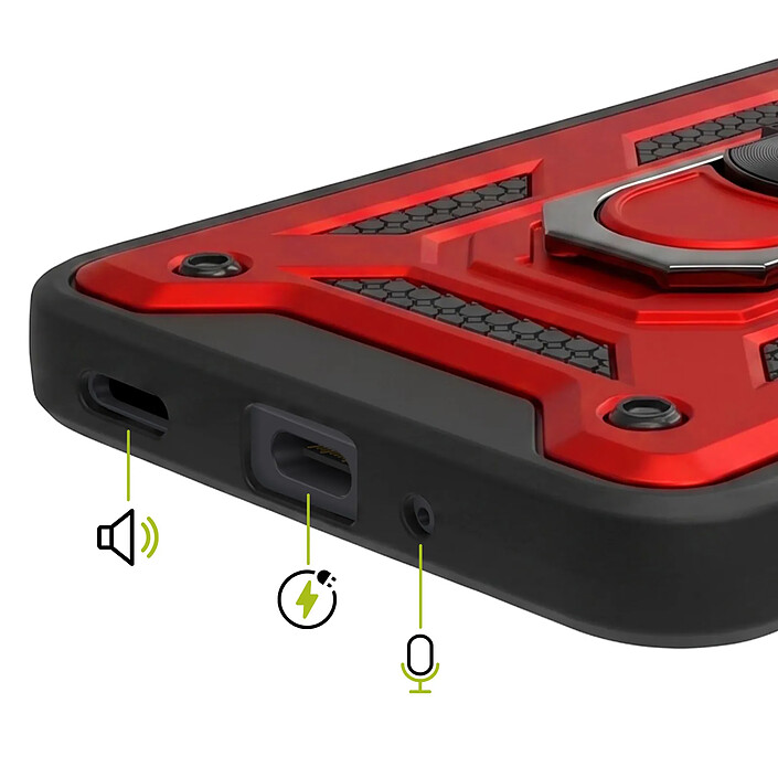 Acheter Mayaxess Coque Anneau pour Galaxy A27 avec Cache Caméra Coulissant et Bague Magnétique Rouge / Noir
