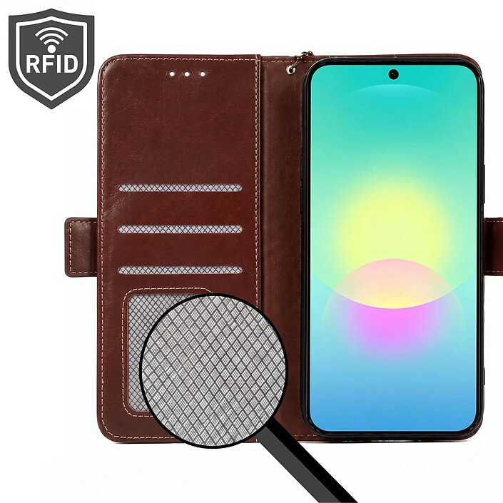 Acheter Avizar Étui Portefeuille pour Galaxy A27 Effet Cuir avec Fonction Support Anti-RFID