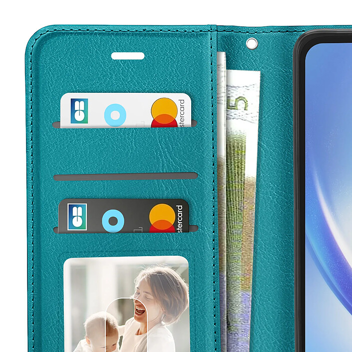 Mayaxess Étui Portefeuille pour Galaxy A34 5G avec Support Vidéo et Dragonne Turquoise pas cher