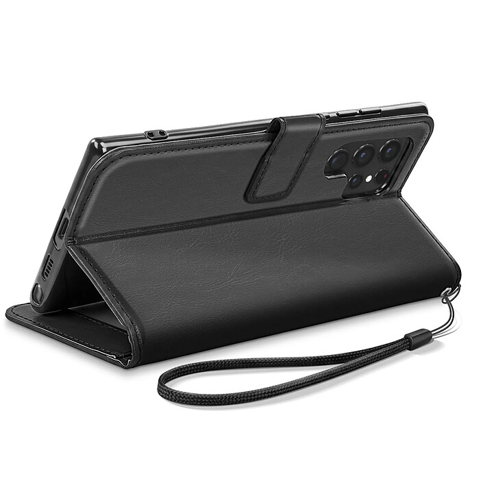 Acheter Mayaxess Etui Portefeuille pour Galaxy S22 Ultra avec Dragonne et Support Vidéo Noir