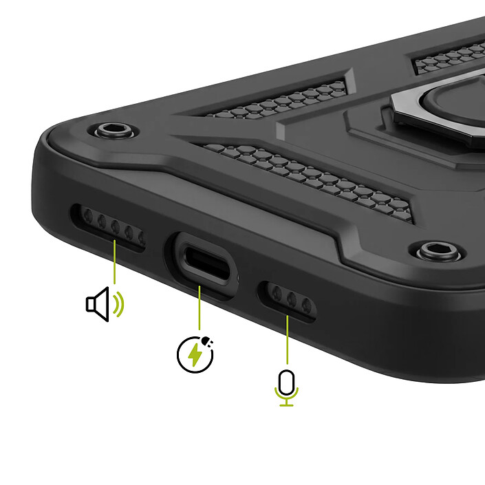 Acheter Mayaxess Coque pour iPhone 16e avec Cache Objectif Coulissant et Anneau Support Magnétique Noir