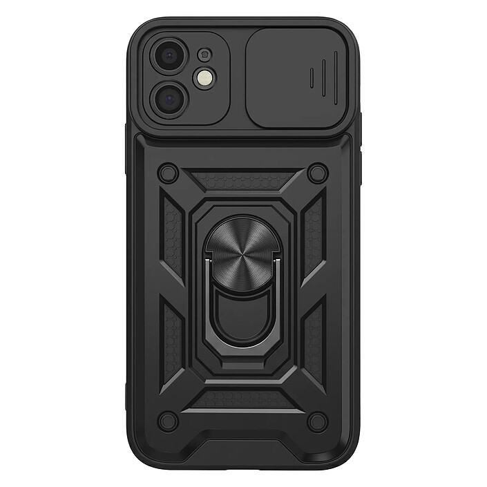 Mayaxess Coque pour iPhone 11 avec Cache Objectif Coulissant et Anneau Support Magnétique Noir