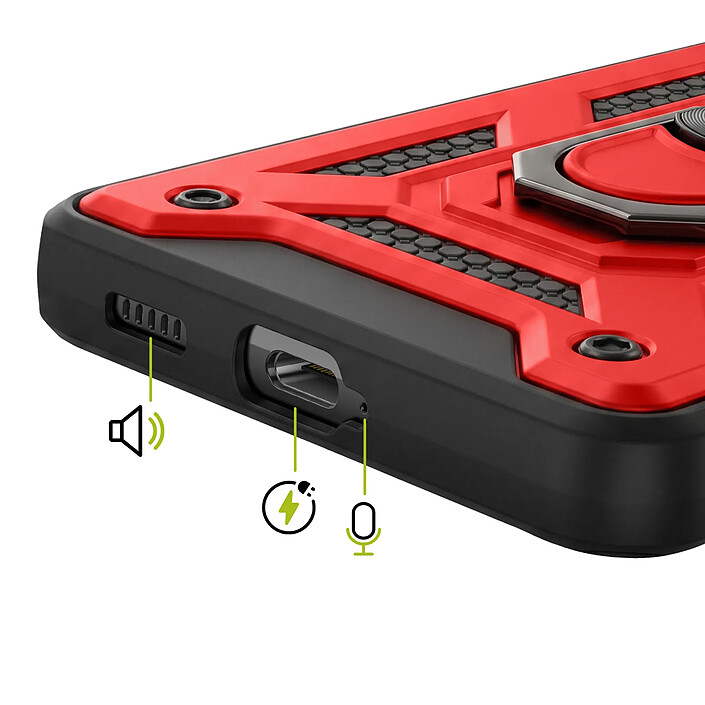 Acheter Mayaxess Coque Anneau pour Galaxy A54 5G avec Cache Caméra Coulissant et Bague Magnétique Rouge / Noir